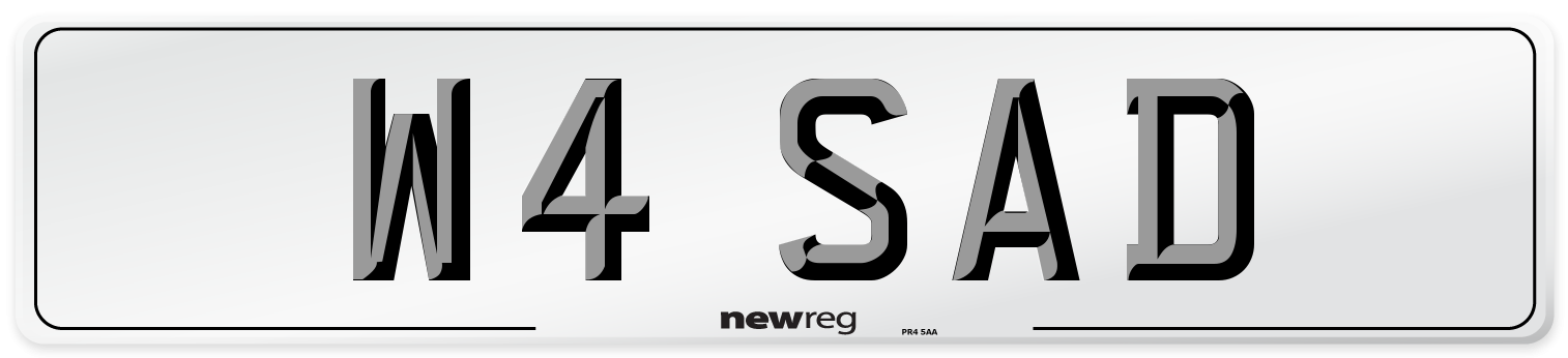W4 SAD Number Plate from New Reg